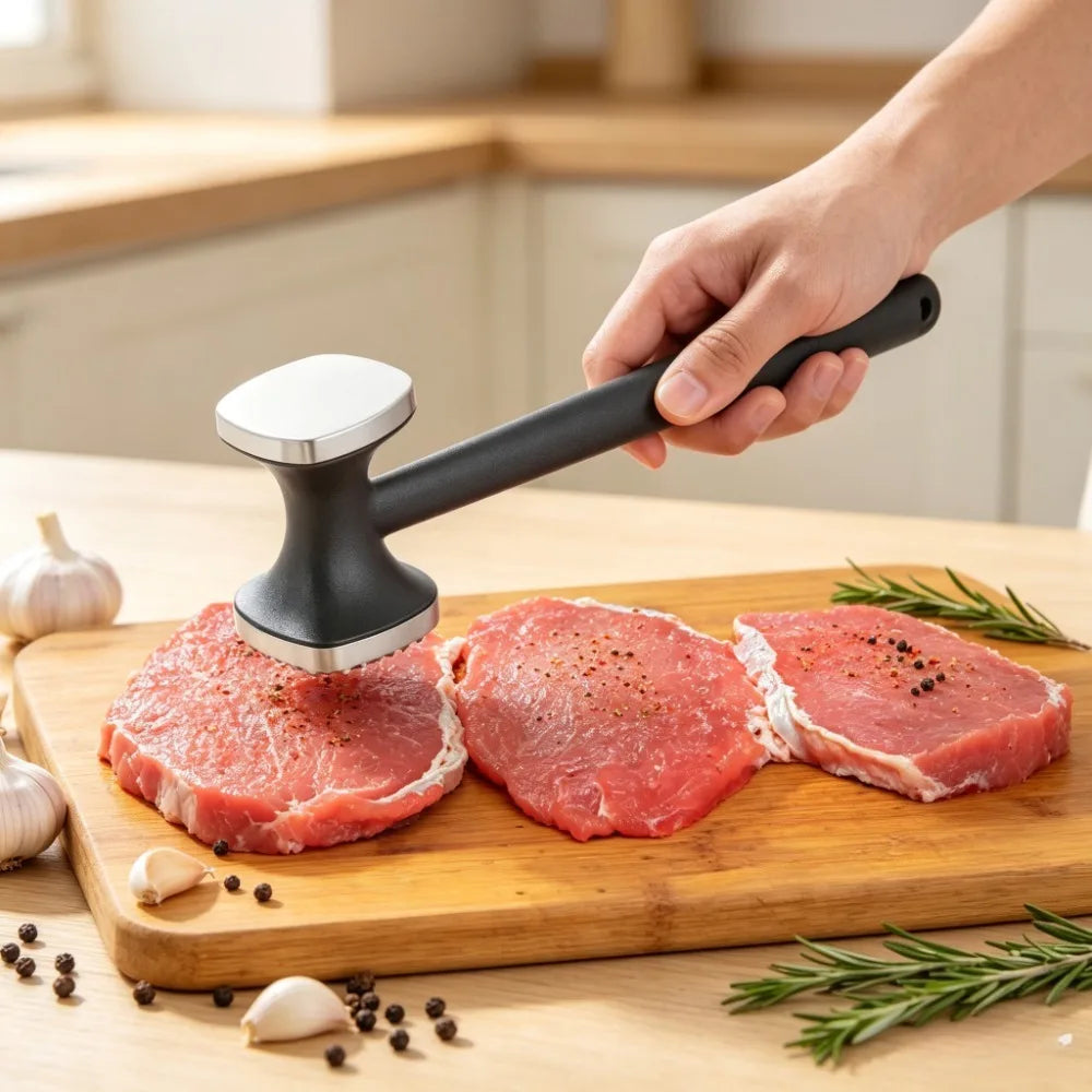 Meat Tenderizer Tool Double Side Hammer Comfort-grip Handle Heavy