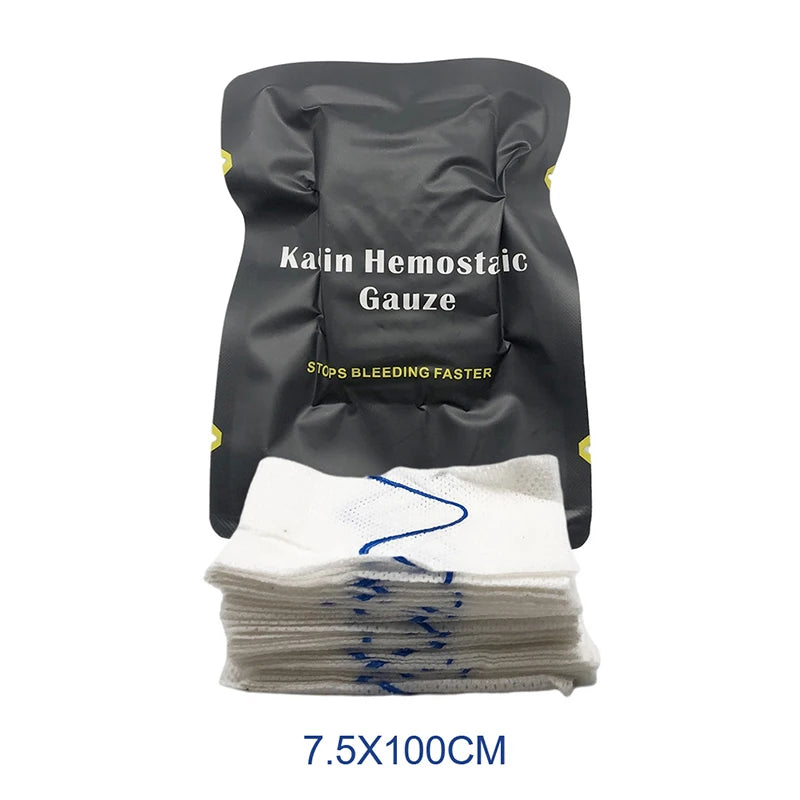 Hemostatic Kaolin Gauze Combat Emergency Trauma Z-Fold Soluble For Ifak Tactical Military First Aid Kit Medical Wound Dressing Zpaxo 7.5X100CM