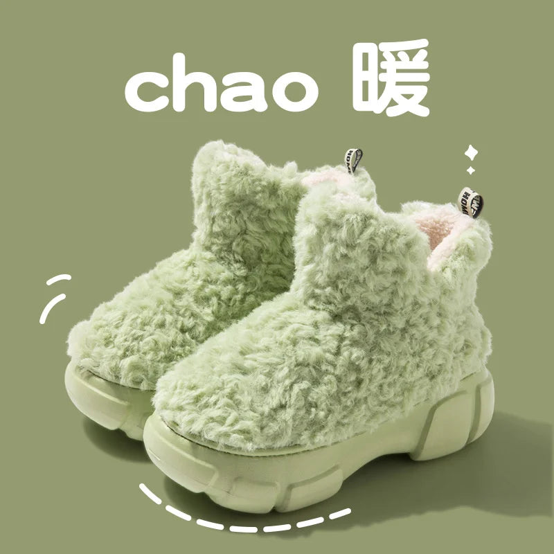 CINESSD Warm Winter Snow Boots Thick-soled Women's Faux Sheepskin Zpaxo