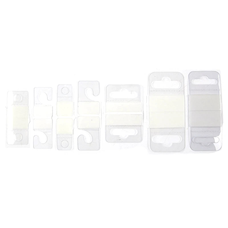 100pcs PVC Slot Hole Adhesive Hang Tags Hook Merchandise Box Bag Hangers Display Zpaxo