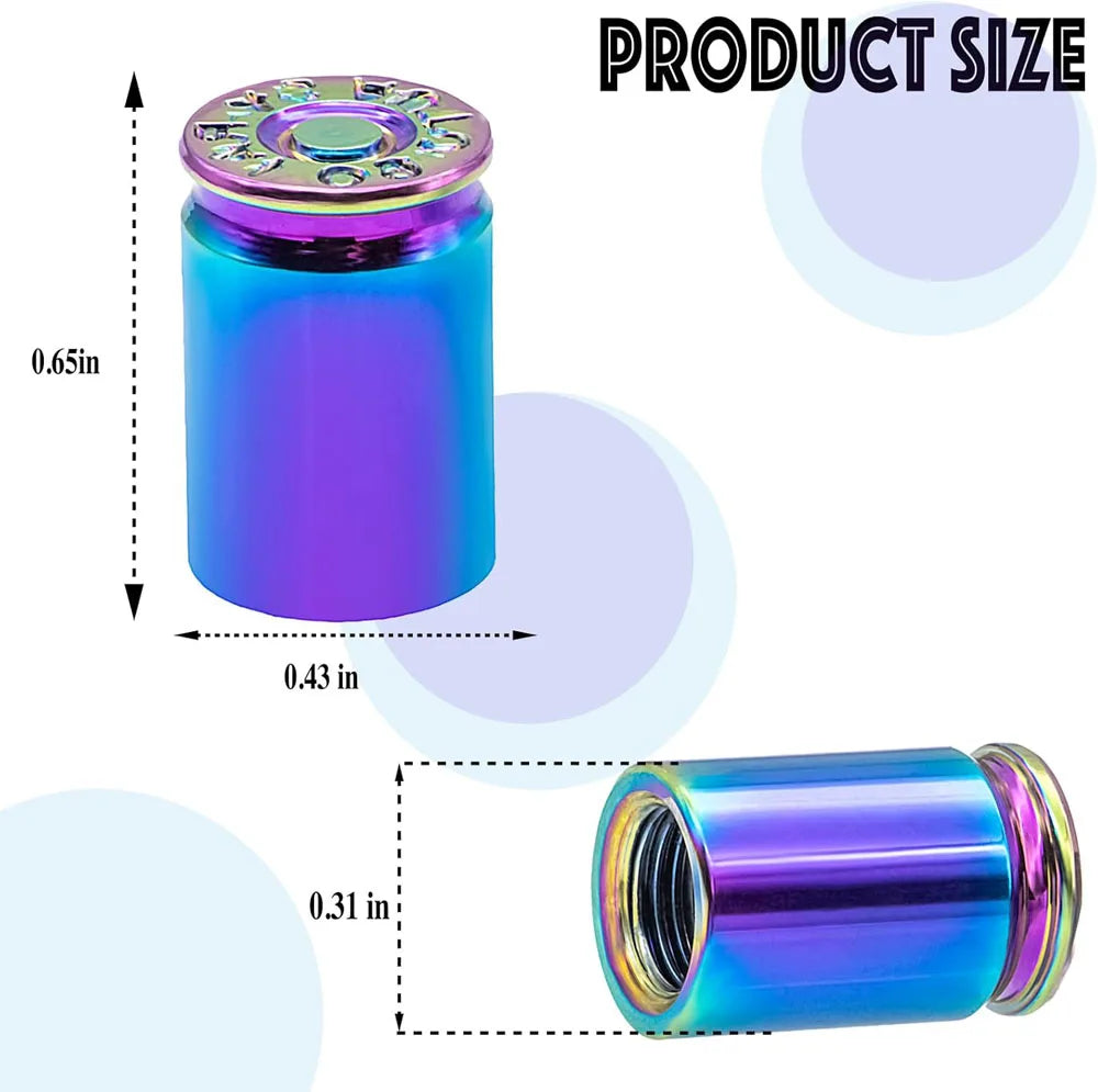 Bullet Shell Aluminum Tire Valve Stem Caps – 4-Pack for All Vehicles