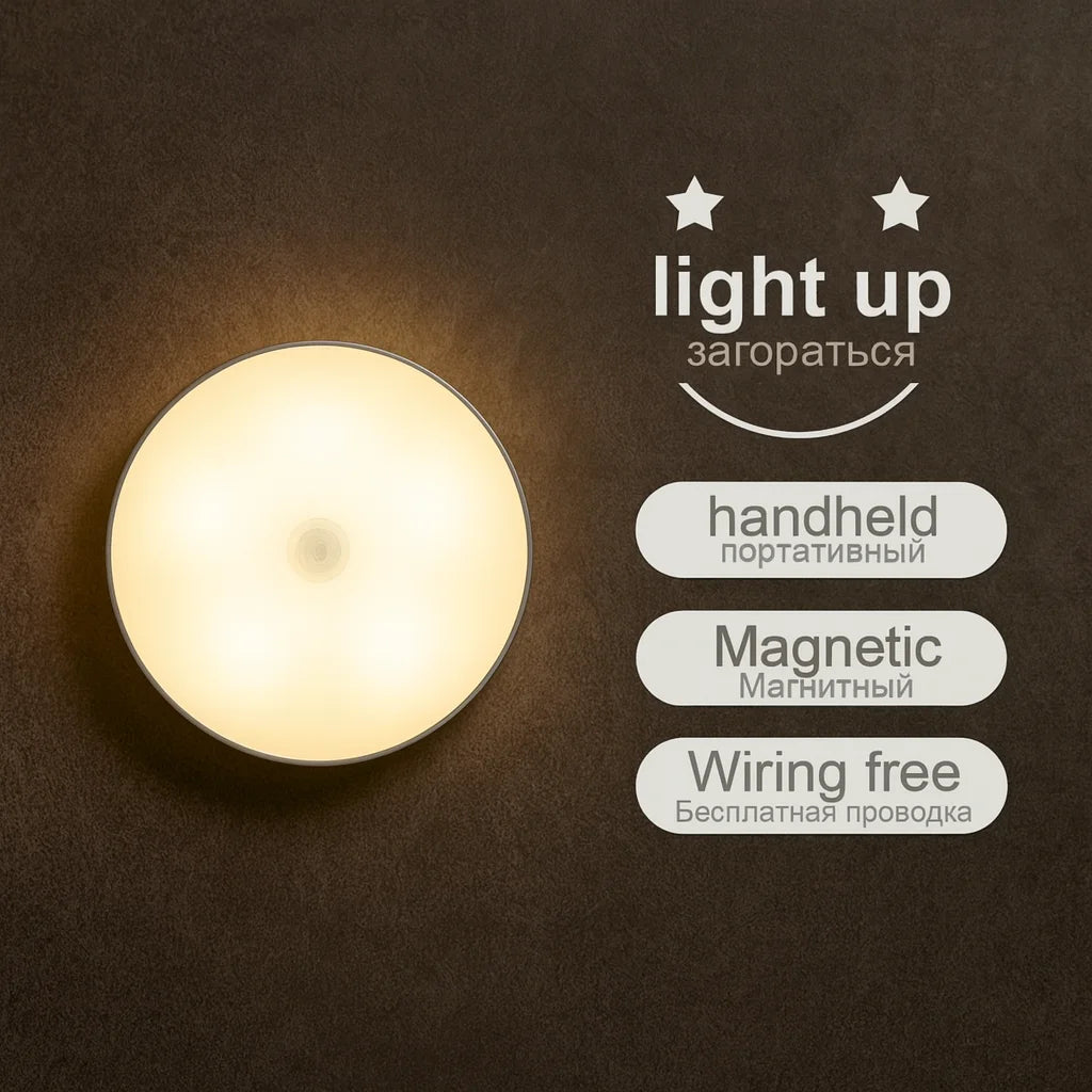 USB Rechargeable LED Night Light with Switch, Motion Sensor Magnetic Wireless Lamp, Warm White No Flicker for Closet Bed Cabinet Zpaxo