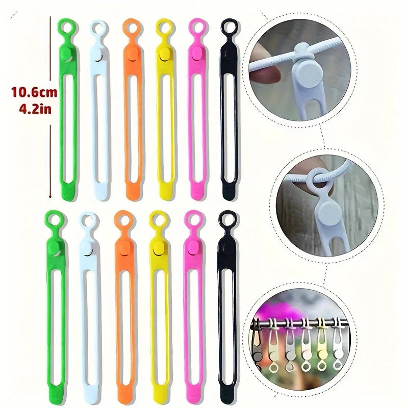 50/20/10/5pcs Silicone Multifunctional Cable Organizer Winder Storage Holder Bag with Zip Tie, Twist, and Clip Functions Zpaxo