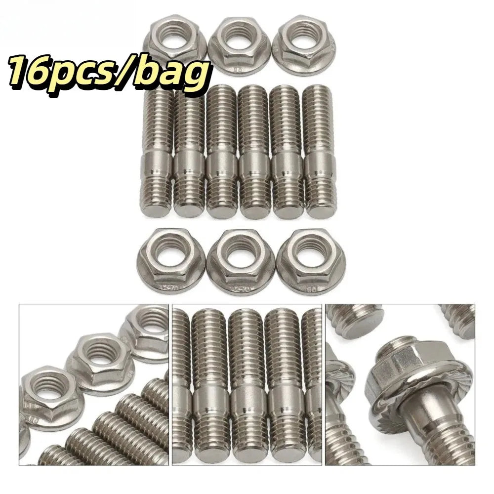Stainless Steel Exhaust Manifold Bolt Strength Corrosion Resistance Zpaxo 16pcs-bag