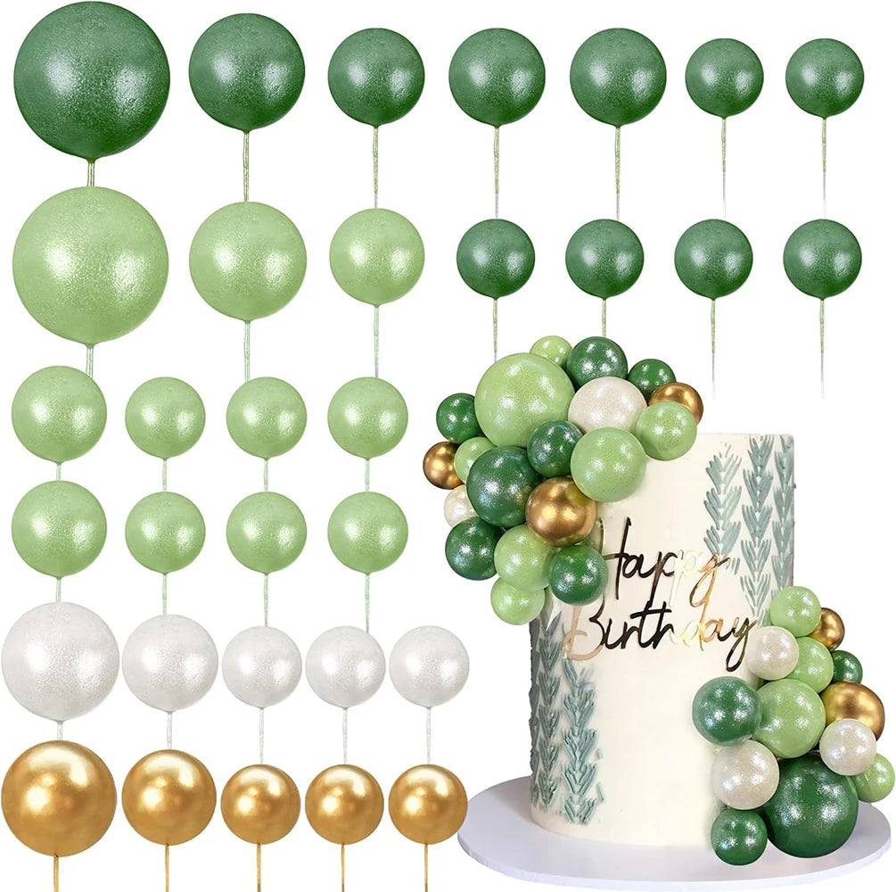 Ball Cake Toppers Colorful Pearl Decorations Birthday Wedding Baby Zpaxo green 1