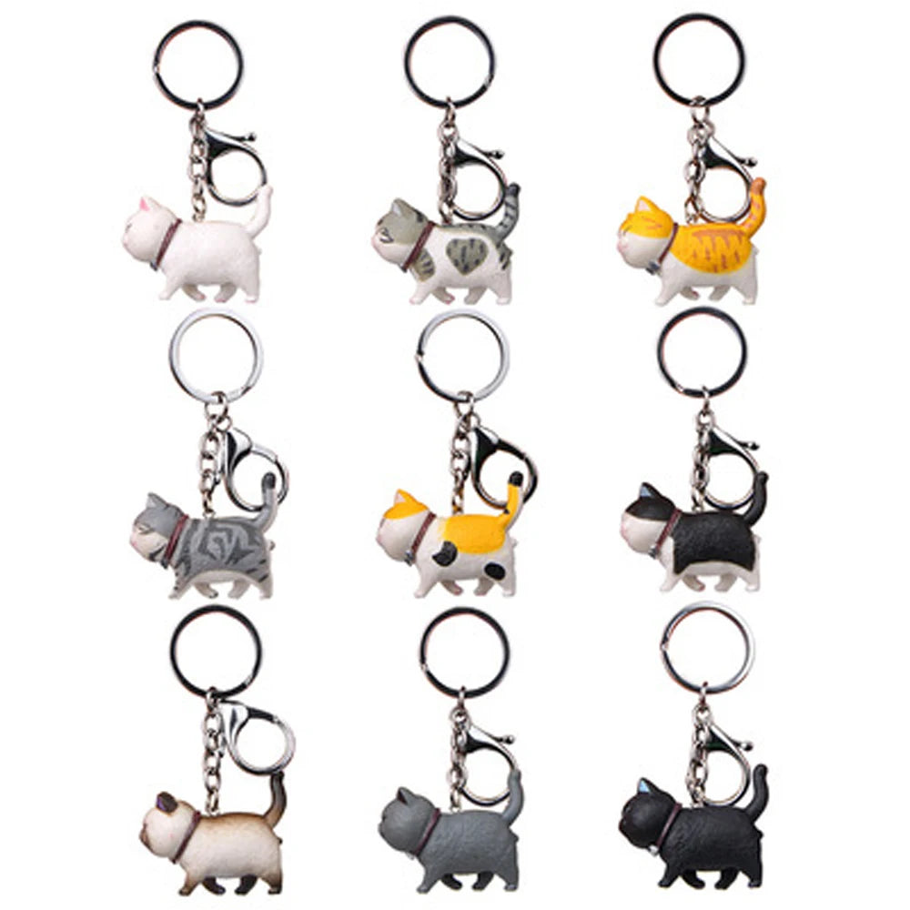 Lovely Cartoon Animal Cute Japanese Cat Kitten Key Chain Cat Keyring Bag Hanging Pendant Keychain Zpaxo 10-9pcs