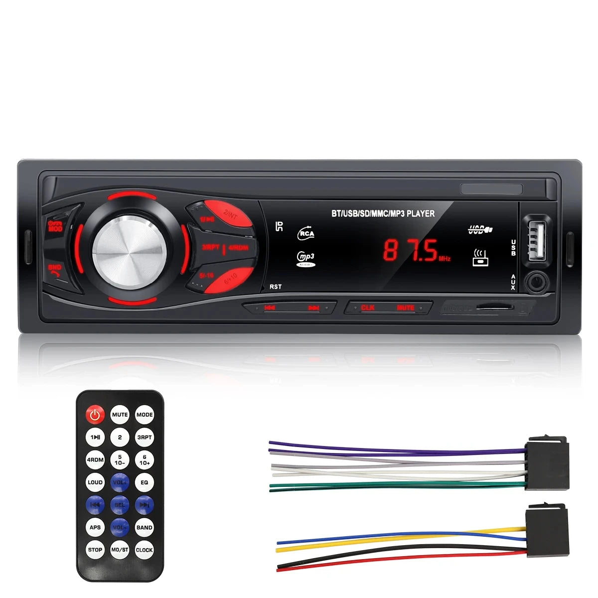PHONEPACE Bluetooth Car Stereo 4x15W Audio FM Radio MP3 Player USB SD