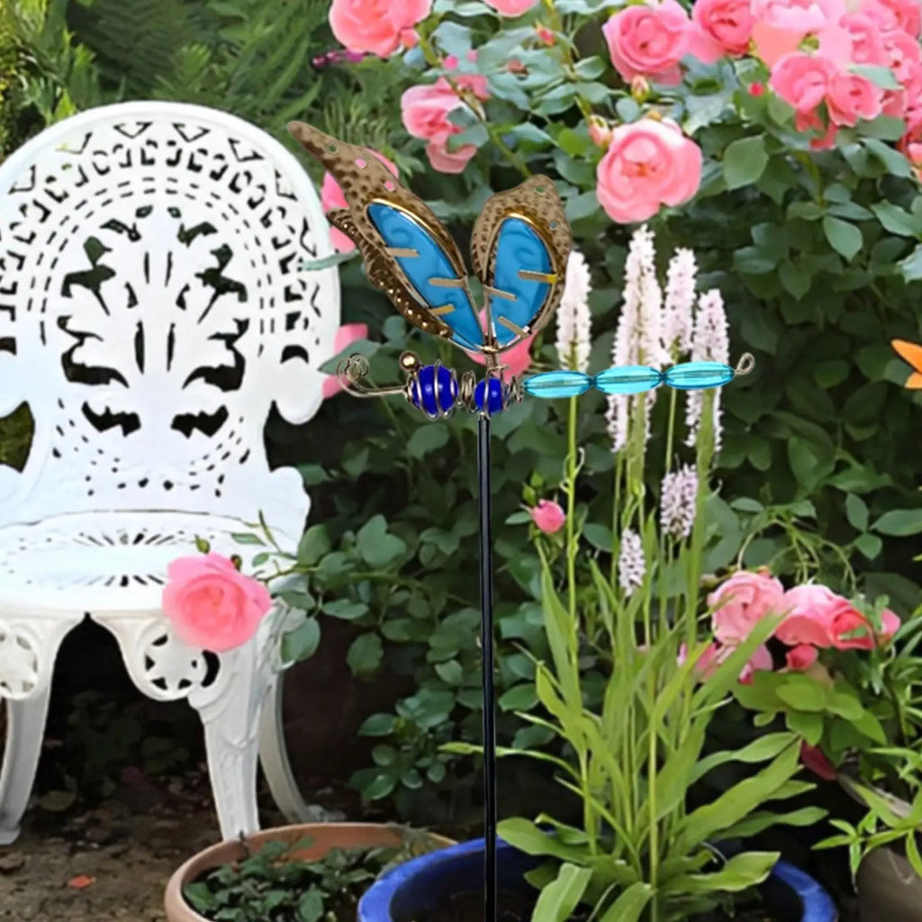 Dragonfly Garden Stake – Glow in the Dark Metal Yard Decor Garden Stake Decor Zpaxo