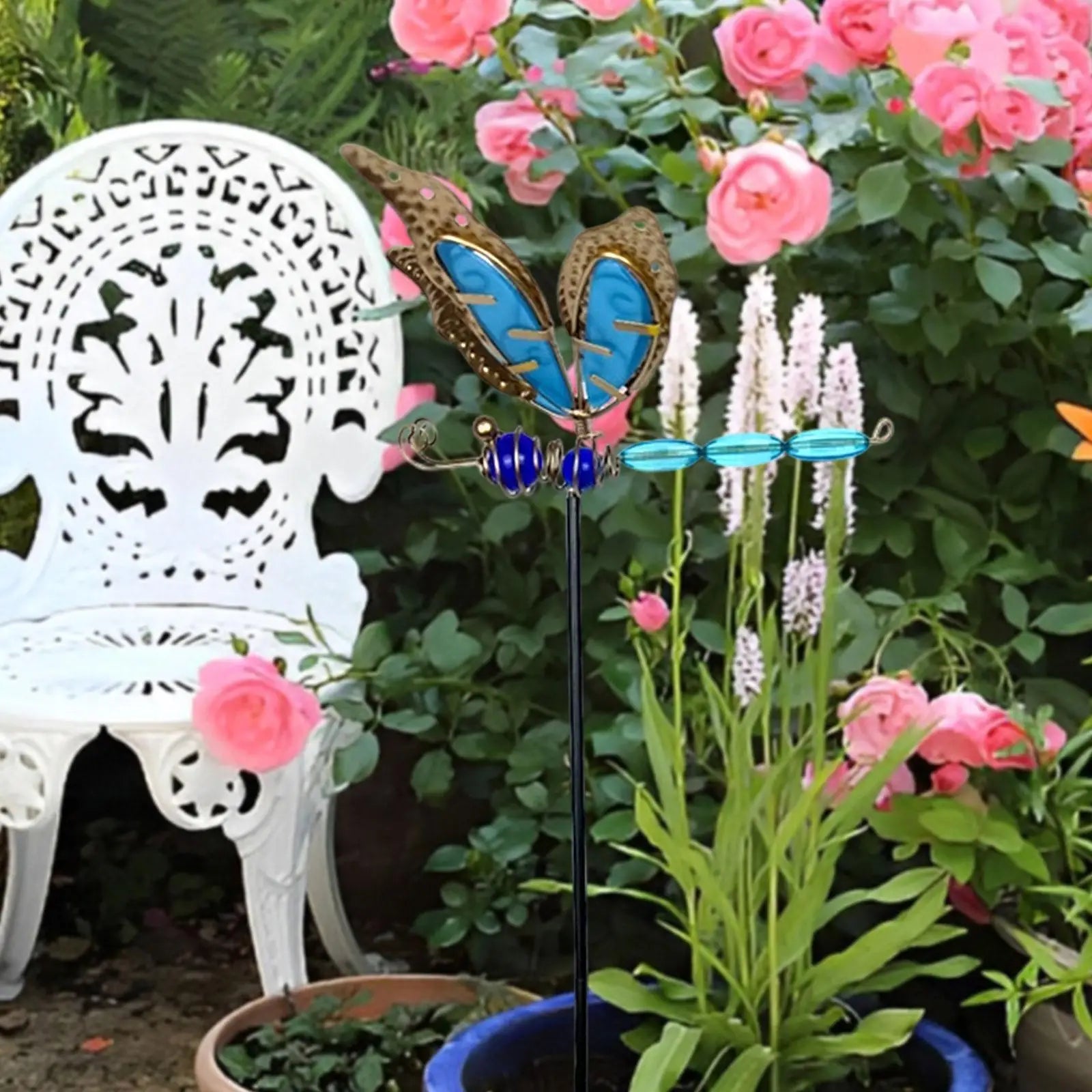 Dragonfly Garden Stake – Glow in the Dark Metal Yard Decor Garden Stake Decor Zpaxo