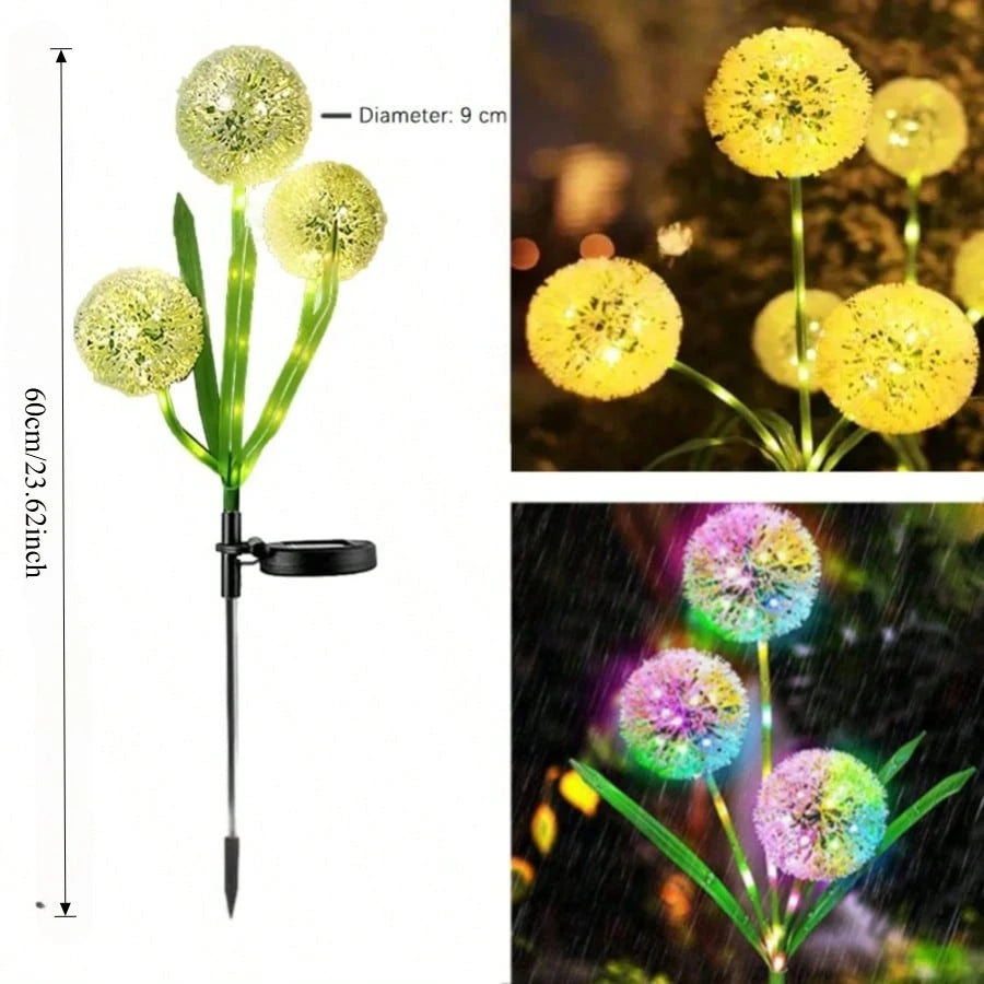 Solar-powered Warm-light Dandelion Lamp Garden Decorative Lighting