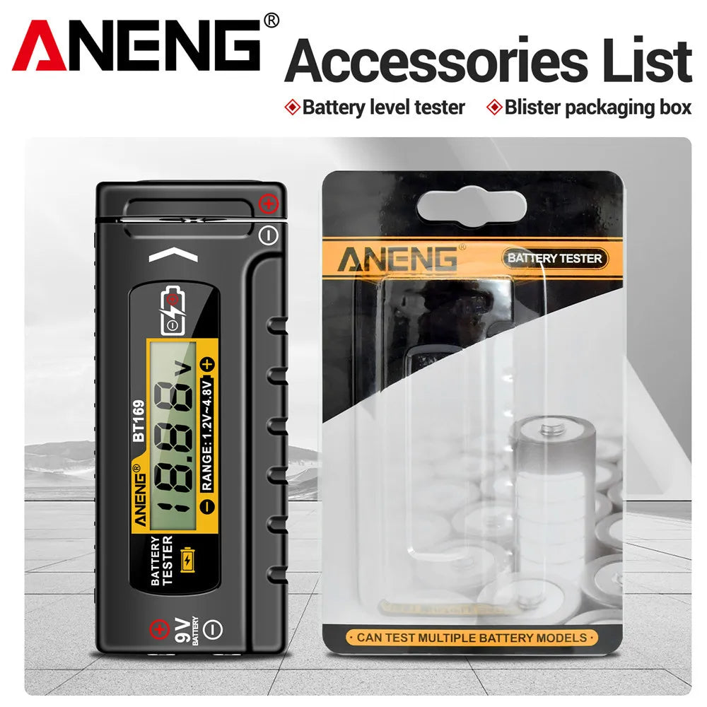 ANENG BT169 Digital Battery Testers AA AAA C D 9V 1 5V Button Cell