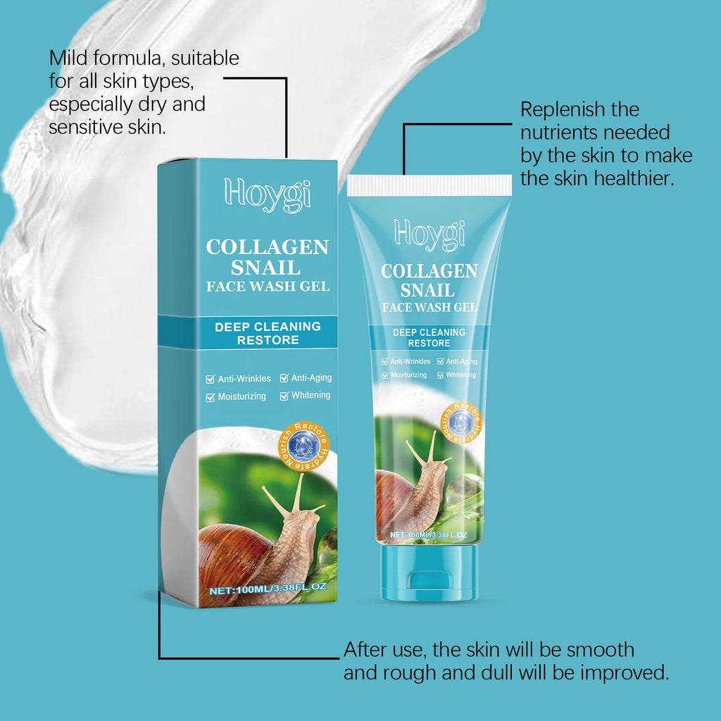 Hoygi Collagen Snail Cleansing Gel – Pore Minimizing Cleanser Facial Cleansing Gel Zpaxo
