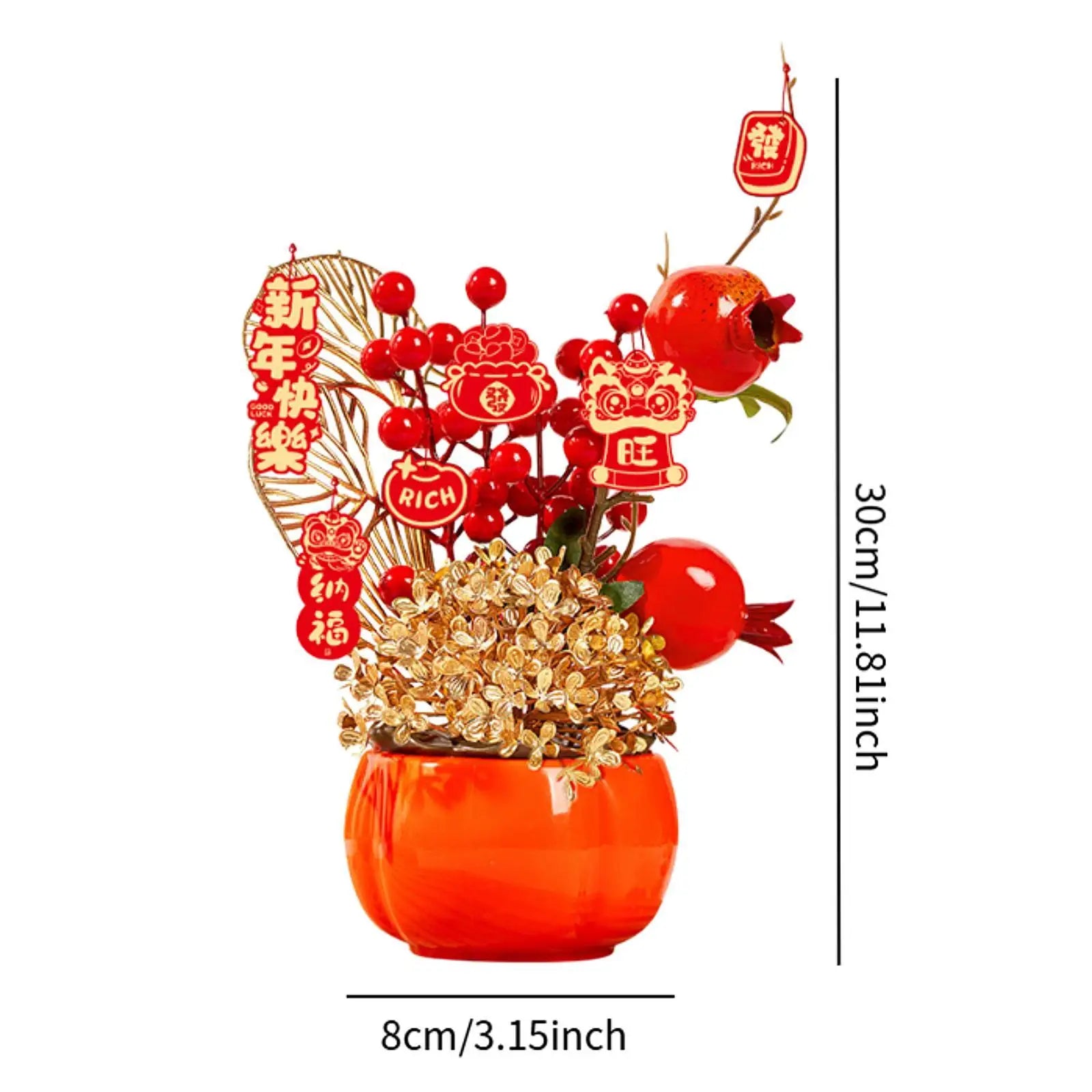 Chinese Lunar Year Decoration Gift Lucky Tree Artificial Potted for China Spring Festival Office Birthday Graduation Wedding Zpaxo Persimmon