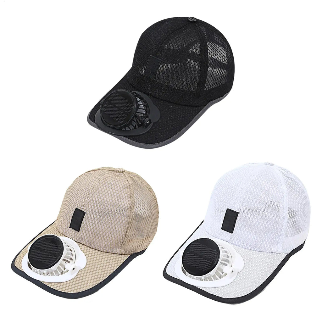 Solar Cooling Fan Baseball Caps 3 Speed USB Breathable Wide Brim Sun