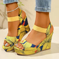 Shoes Women 2025 Wedge Sandals Retro Ethnic Printing Platform Ladies