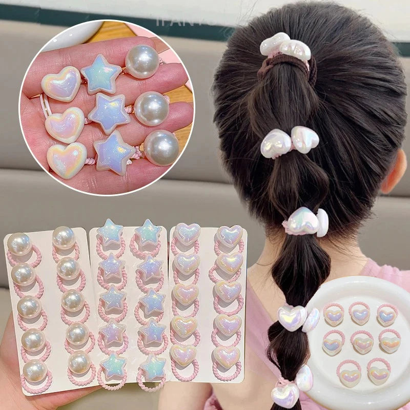 10 Cute Baby Girl Hair Bands Cartoon Love Heart Star Ties Toddler