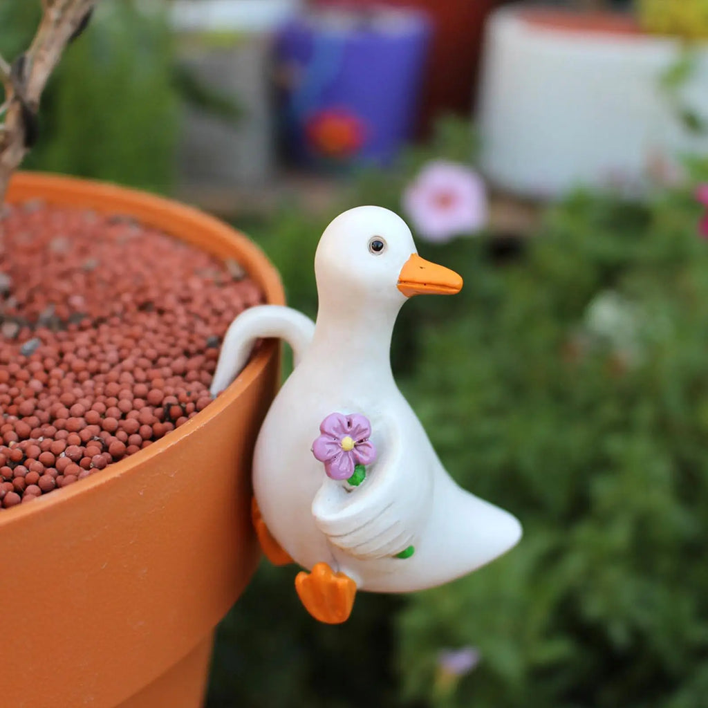 Duck Plant Pot Decors 3 Resin Cute Funny Figurines Ornaments Flower