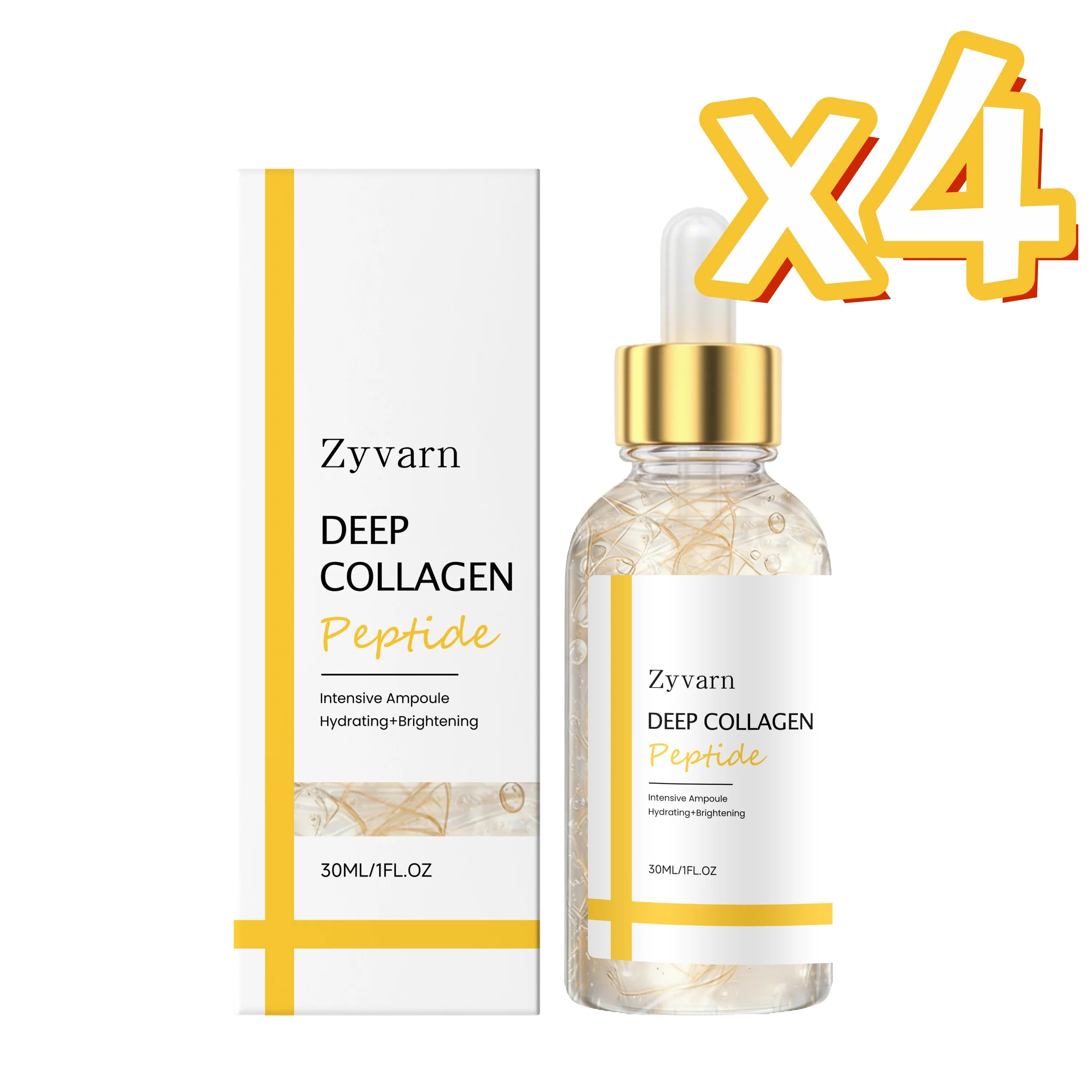ZYVARN Silk Peptide Collagen Lifting Anti-Wrinkle Face Serum Anti-Aging Face Serum Zpaxo 30ml Boxed x 4
