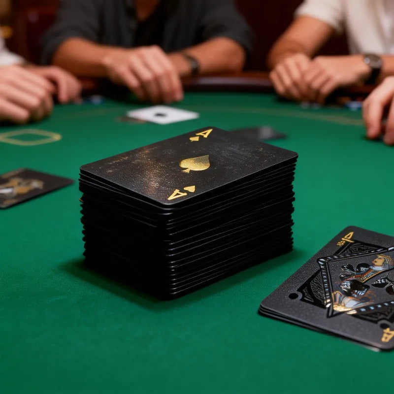 Waterproof Black Foil Playing Cards – 54-Card Poker Deck