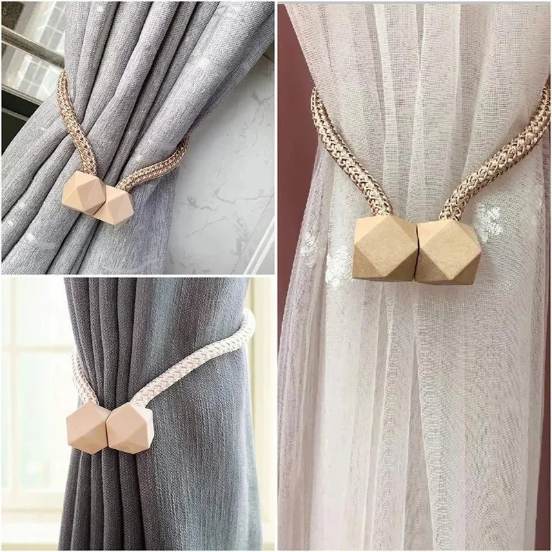 4-Pack Curtain Ties Strong Magnetic No-drill Versatile Clips Home