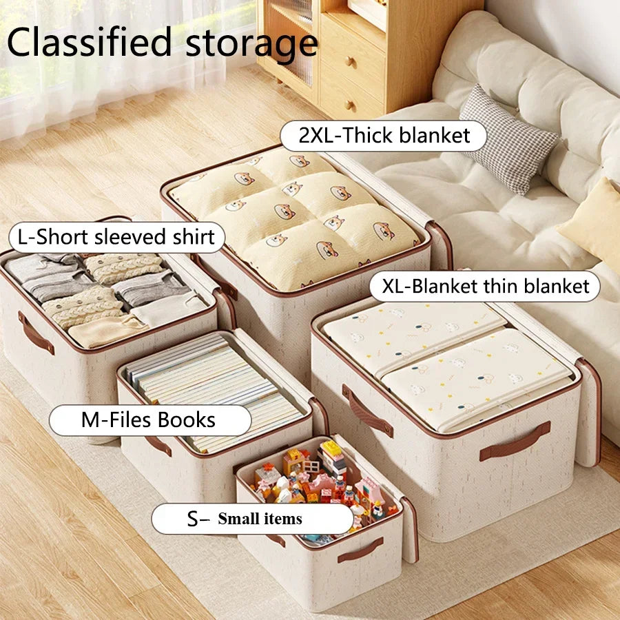 Linen Zipper Storage Boxes – Non-Woven Fabric Closet Organizer Fabric Storage Bins Zpaxo