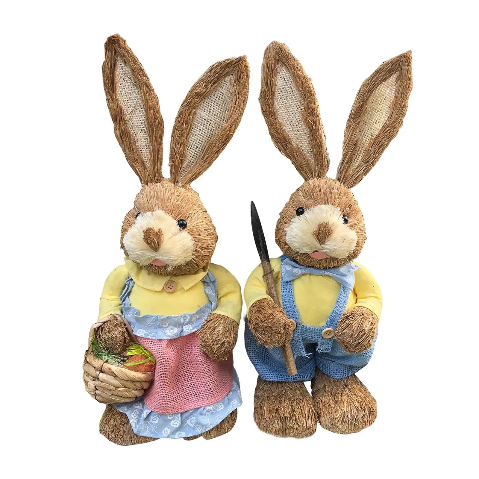 Cartoon 2Pcs Straw Easter Bunny Handmade 35cm Ornaments for Desktop, Windows, Shelves, Bedrooms Lovely Appearance Lifelike Zpaxo Style D