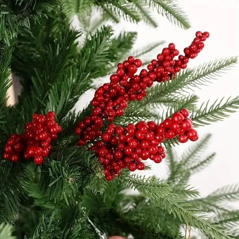 Artificial Red Berry Branches Premium Microfiber Faux Fruit Sprays