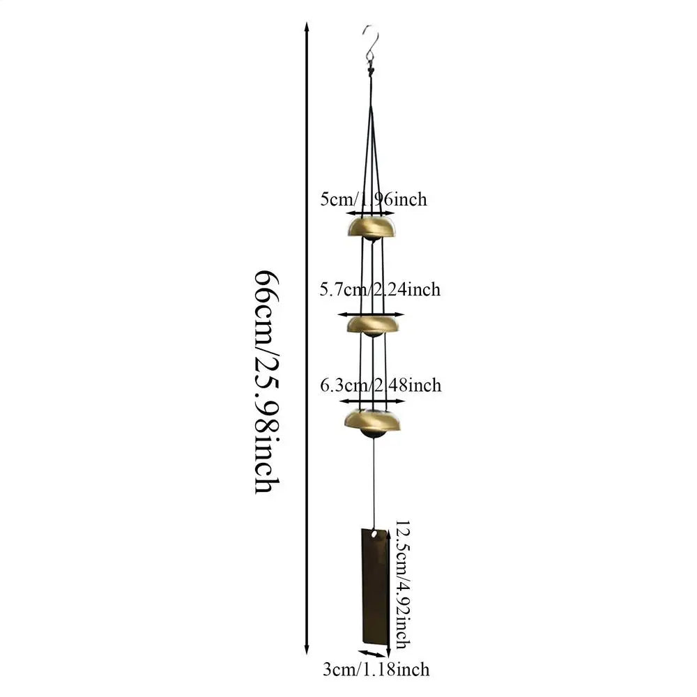 Chimes Outdoors Blessing Sounding Ornament 3 Bells Copper Small Wind