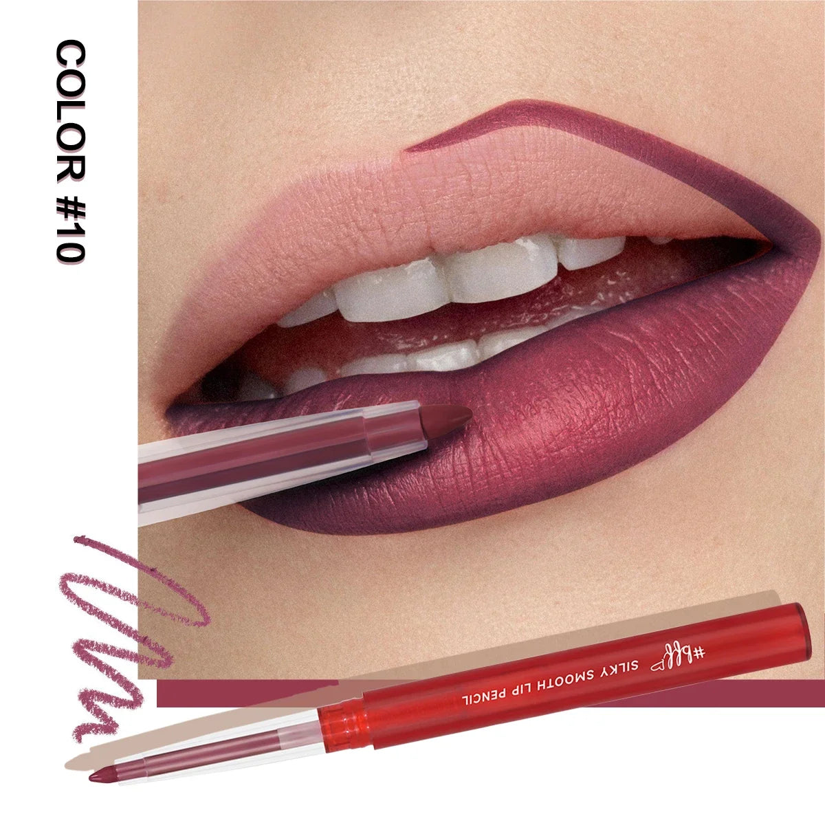 Velvet Lip Liner Crayon Matte Tapered Gradient Lipstick Pen Waterproof Non-Sticky Contouring Lip Makeup Mixed Color System Zpaxo 10