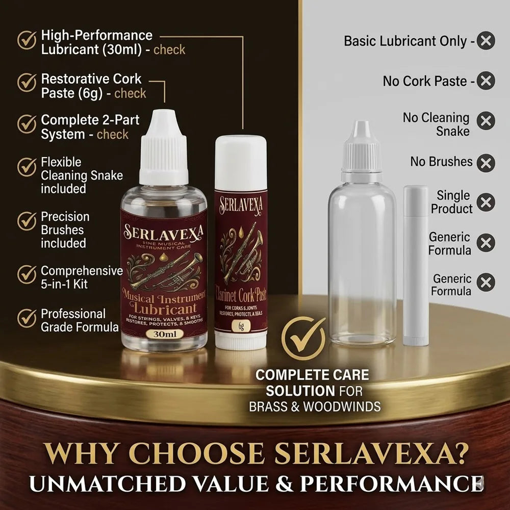 5-in-1 Instrument Maintenance Kit - Premium Valve Oil, Cork Grease & Professional Cleaning Tools for Brass and Woodwinds Zpaxo