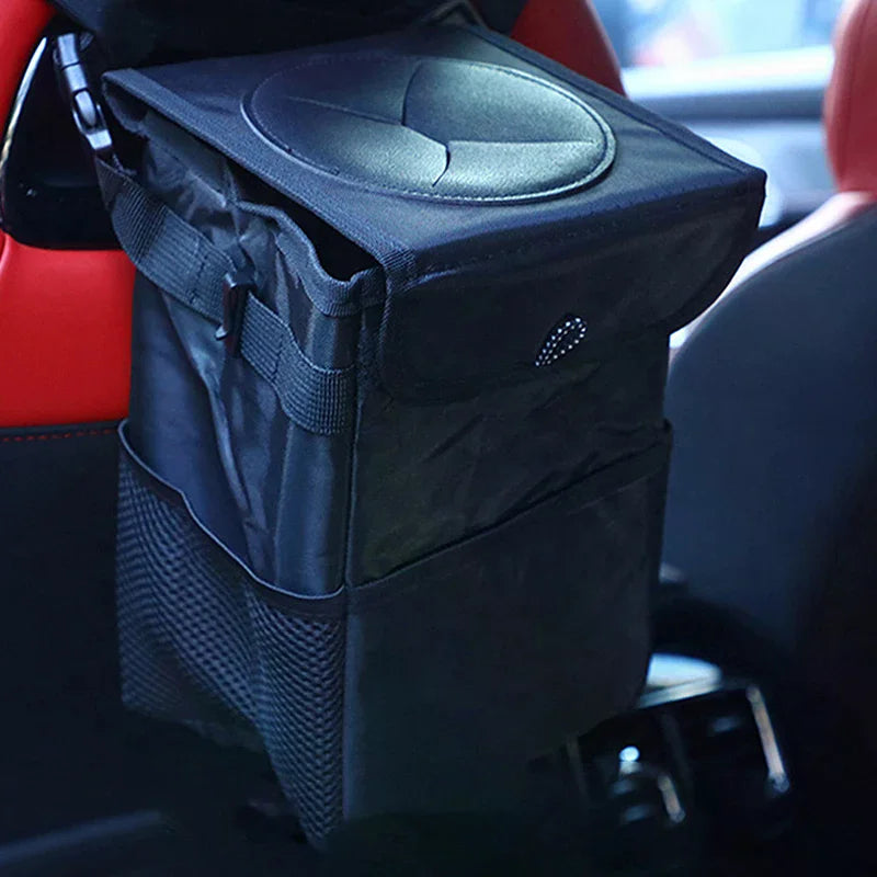 Foldable Waterproof Car Trash Can – Hanging Garbage Bin