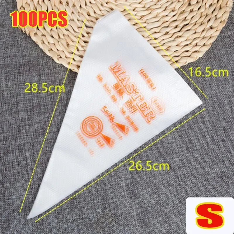 Kitchen Baking Pastry and Pastry Accessories Disposable for Products for Cakes Whipped Cream Piping Bag Baking Supplies Design Zpaxo 100PCS-S