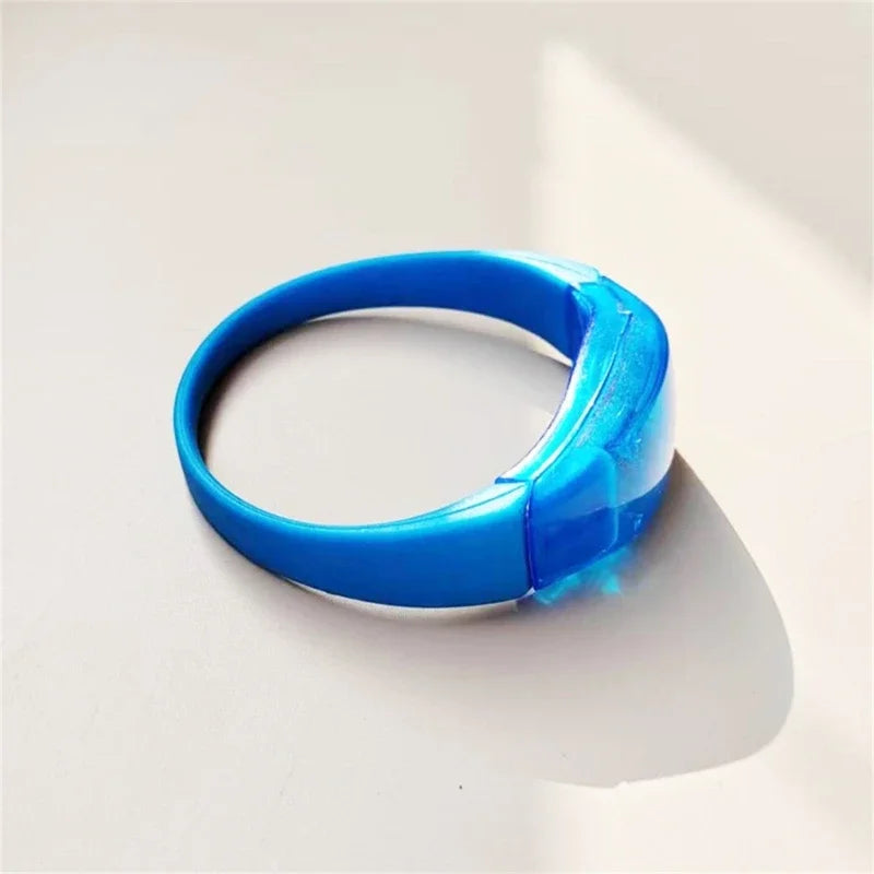 LED Voice Activated Sound Control Bracelets Silicone Flashing Bangle Zpaxo Blue 6pcs
