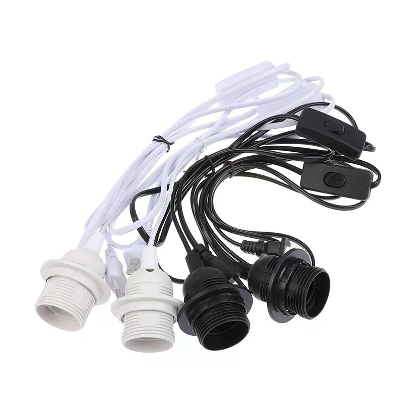 1 8M EU US Plug E27 Full Teeth Lamp Base Holder Power Cord Hanging Zpaxo
