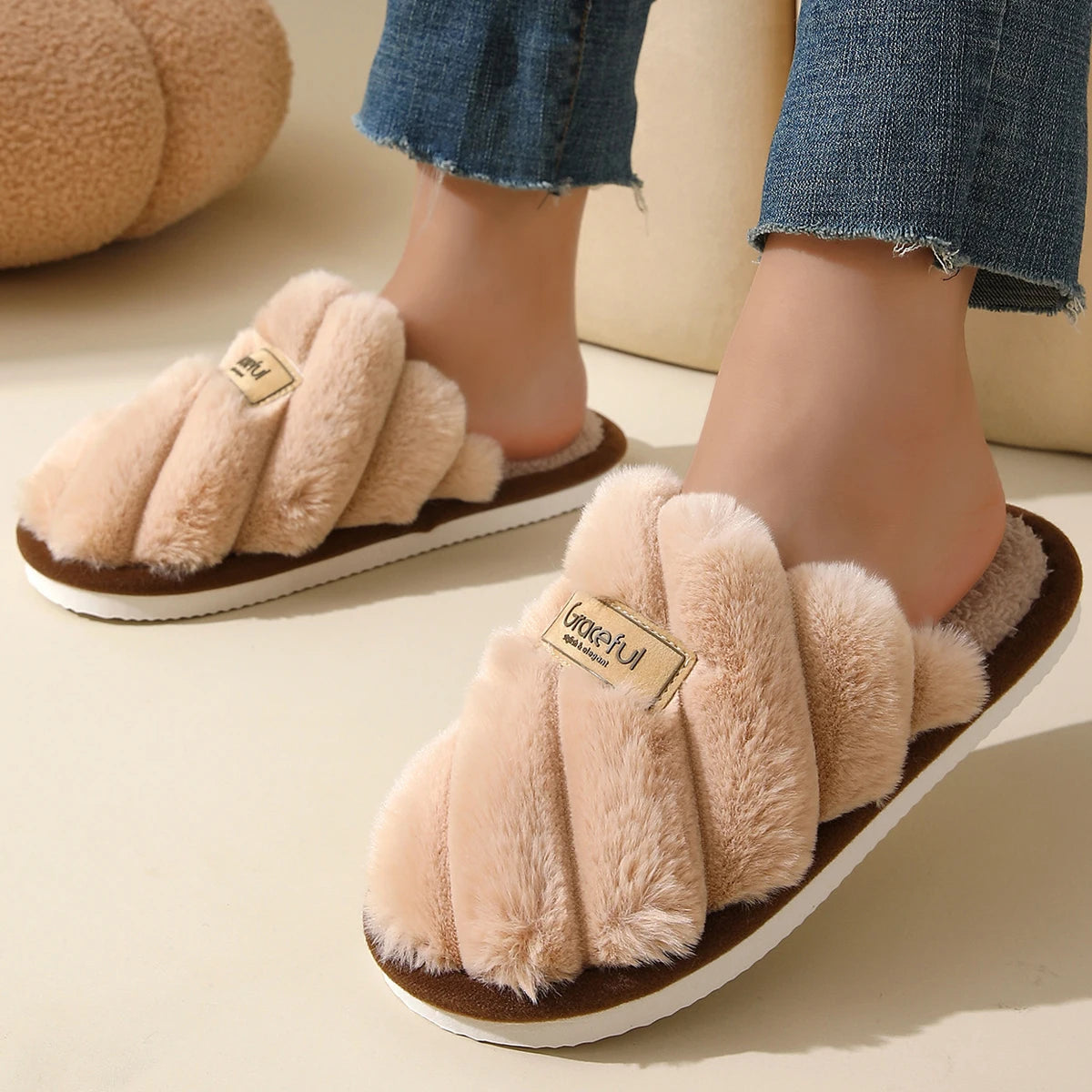 Solid Flat Heel Slippers Women Indoor Bedroom Lightweight Comfort
