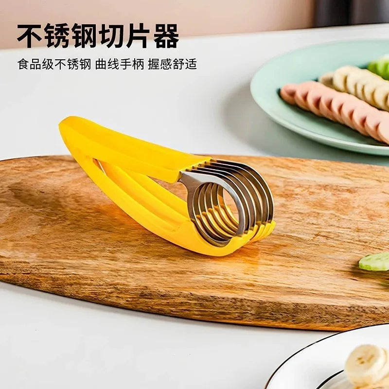 Stainless Steel Banana Slicer, Kitchen Ham Sausage Fruit Slicer, Daily Dining Kitchen, Salad Platter, Ring Cutter, Fruit Slicer Zpaxo