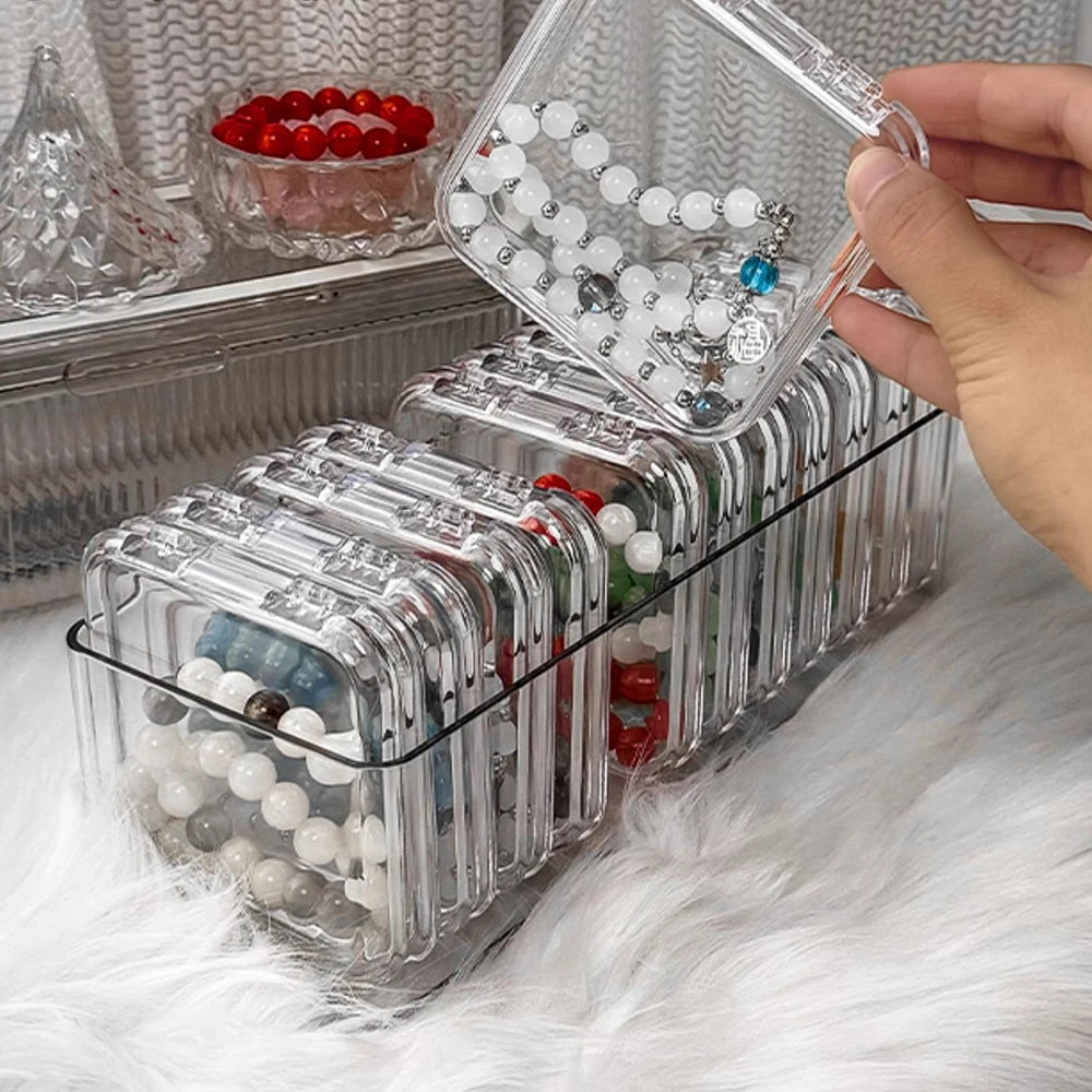 Clear Jewelry Storage Box Plastic Bracelet Necklace Earring Jewelry Organizer Box Rectangular Container with Portable Small Case Zpaxo