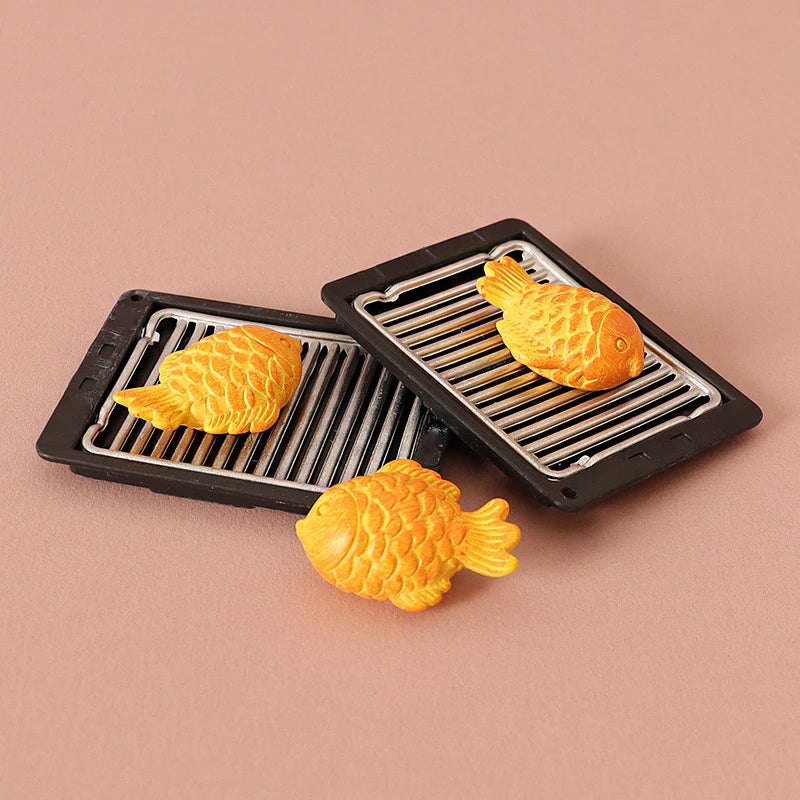 ▶1/12 Dollhouse Simulation Grilled Fish Barbecue Grill Dollhouse Miniature Kitchen Decorations Dolls House Food Accessories Zpaxo