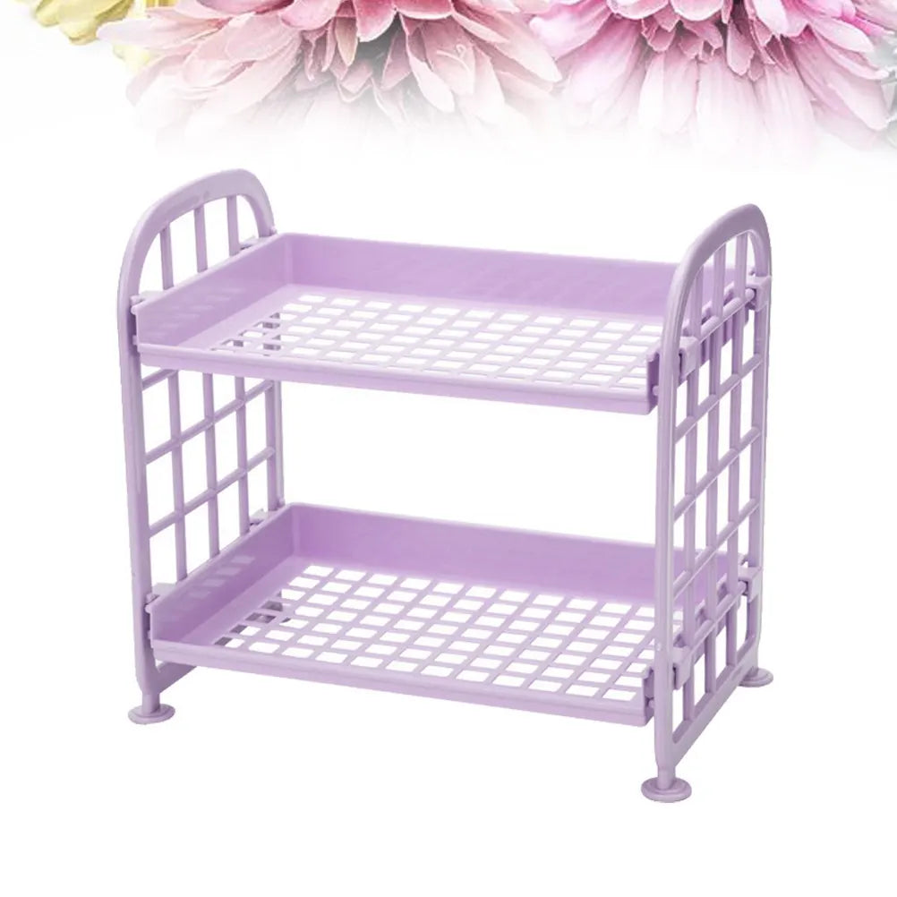 2 Layers Plastic Bathroom Storage Shelf Kitchen Countertop Organizer