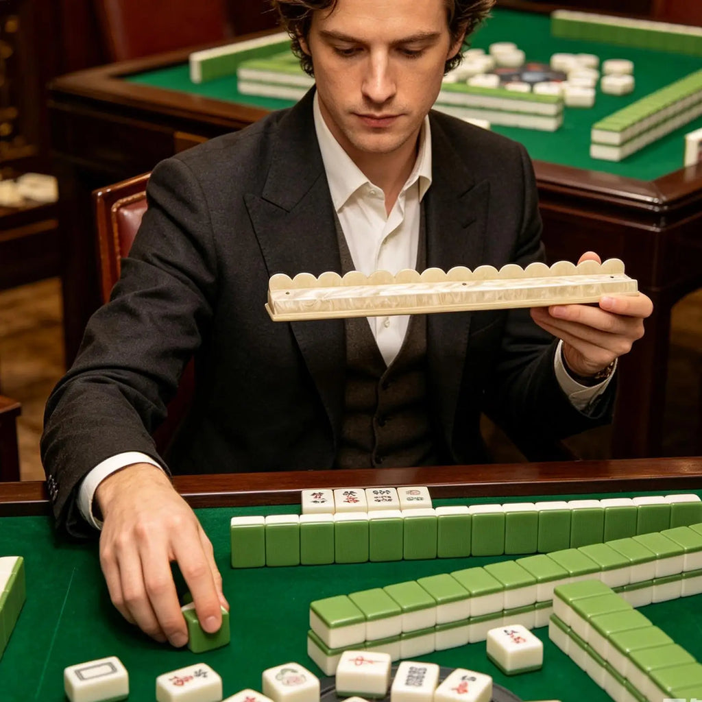 Scalloped Mahjong Racks Magnetic Anti-Slip Acrylic Scalloped Mahjong Tile Pusher And Holder For Home Game Night Party Family Zpaxo