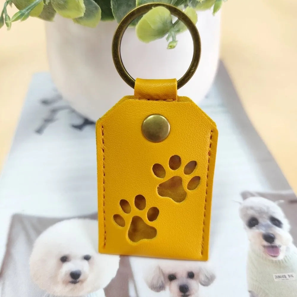 Cat Dog Claw Pet Hair Storage Bag Puppy PU Leather Pet Hair Keychain DIY Handmade Memorial Dogs Paw Pendant Hanging Accessory Zpaxo