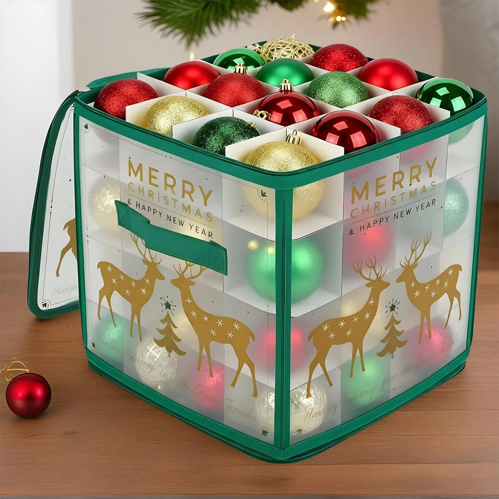 Christmas Ornament Storage Box 64-Grid Seasonal Decorative Ball
