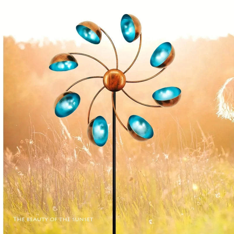 Iron 360 Degree Rotating Windmill Artistic Patio Lawn Deck Outdoor
