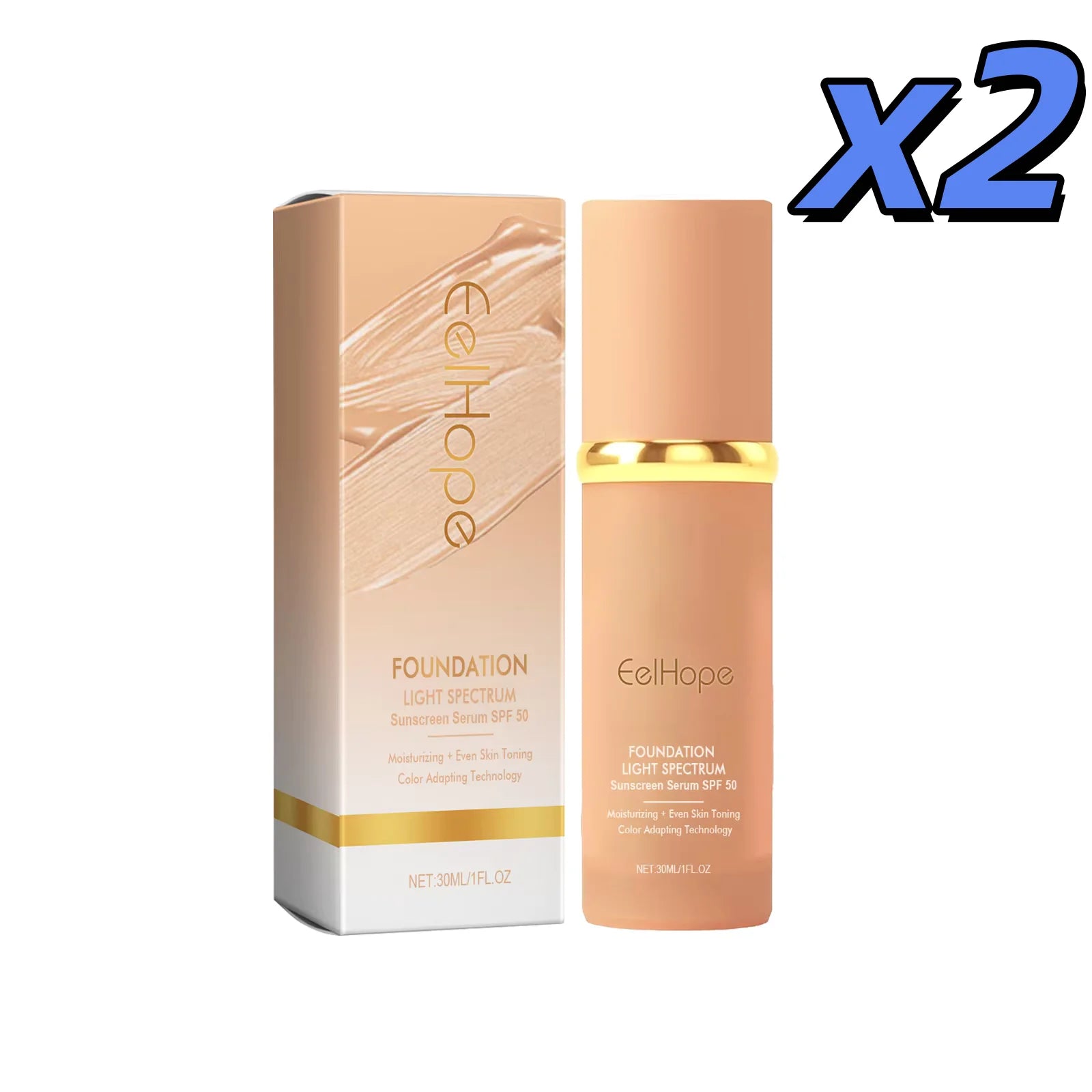 Eelhope 4-in-1 Foundation SPF 50+ Color Changing Matte Liquid Liquid Foundation Zpaxo 30ml boxedx2pcs
