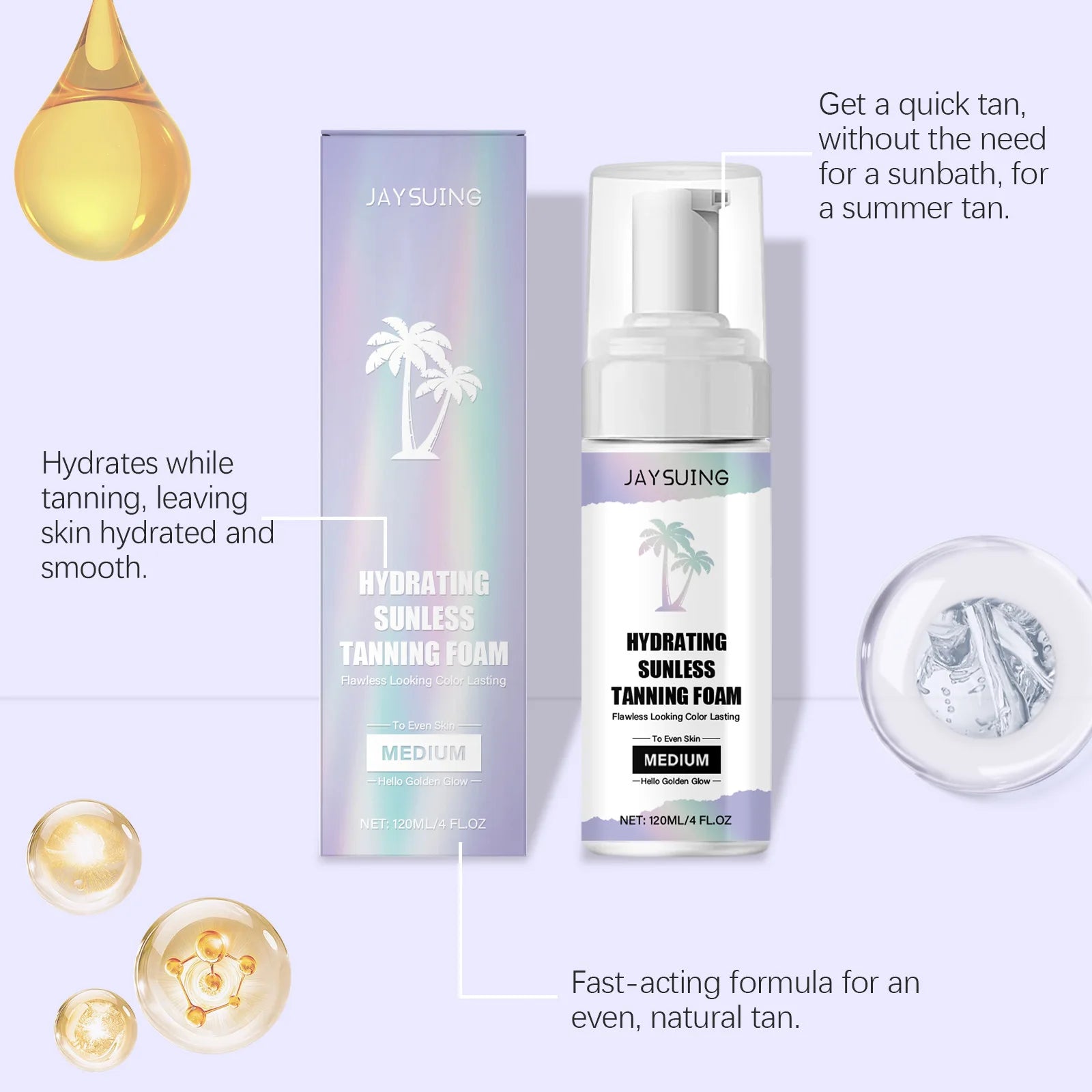 Jaysuing Self Tanning Mousse – Sunless Bronze Tan 120ml Self Tanning Mousse Zpaxo