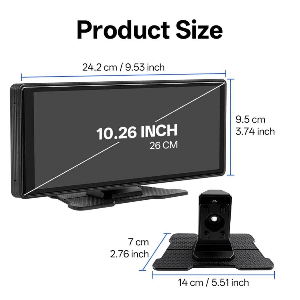 Hippcron Car IPS Display Screen Wireless Carplay Android Auto