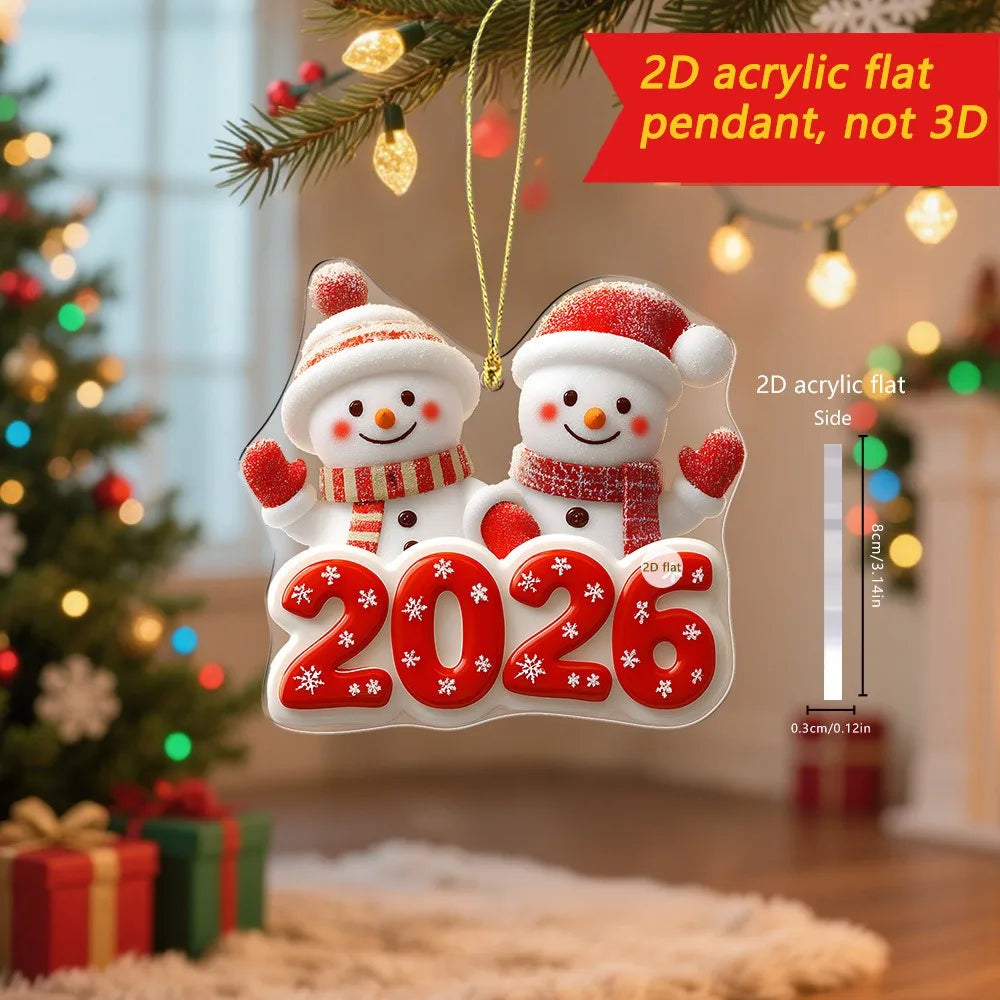 2026 Christmas Acrylic Santa & Reindeer Ornament Pendant Christmas Ornament Zpaxo
