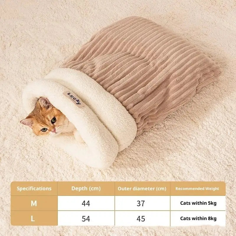 Closed Cat Cave Bed – Warm Thickened Sleeping Bag for Cats Cat Cave Bed Zpaxo M