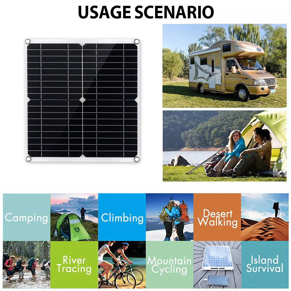 SOECOPO 20000W Off Grid Solar System Kit 2*300W Panel 12V 24V To 220V/110V Inverter Socket 100A Controller for Residence Camping Zpaxo