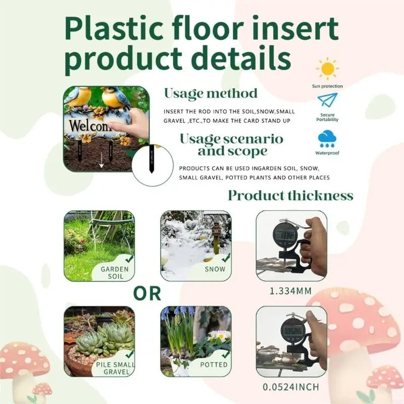 Bird Animal Theme Garden Welcome Sign Friendly PVC Ground Stake